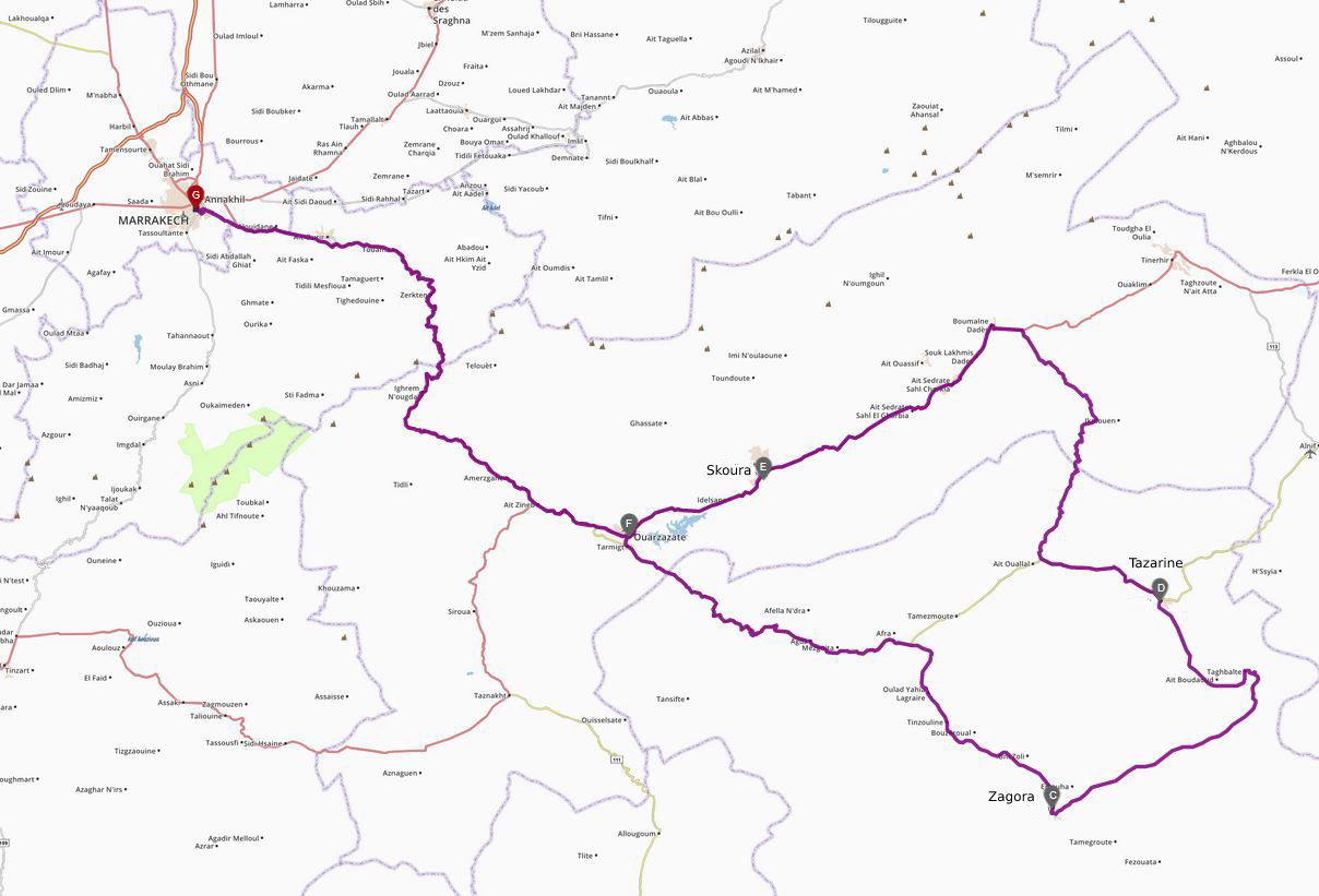 La Magie de l'Atlas et du Sud - Itinéraire
