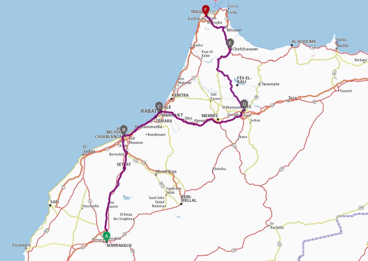 Tour des villes imperiales - Itinéraire